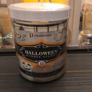 Inkadinkado Halloween Rubber Stamps with ink pad & labels. New with seal.